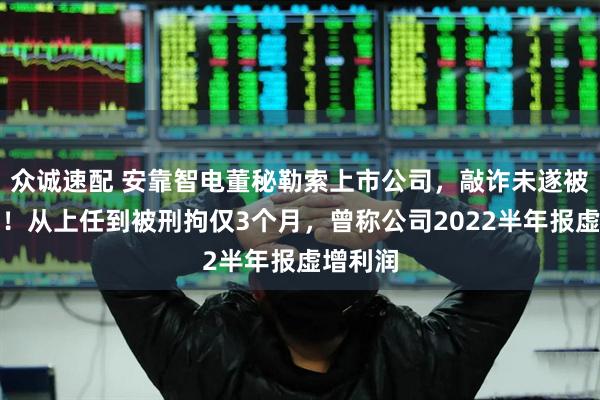 众诚速配 安靠智电董秘勒索上市公司，敲诈未遂被判七年！从上任到被刑拘仅3个月，曾称公司2022半年报虚增利润