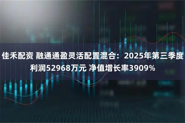 佳禾配资 融通通盈灵活配置混合：2025年第三季度利润52968万元 净值增长率3909%